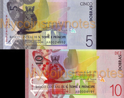 SÃO TOMÉ And PRÍNCIPE, Set Of 2021, 5, 10 Dobras, PNEW, Paper, UNC - San Tomé E Principe