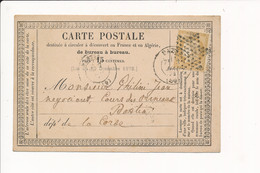 CARTE PRECURSEUR Envoyée à BASTIA En 1874 à Mr GHILINI Négociant Cours Des Ormeaux - Bastia