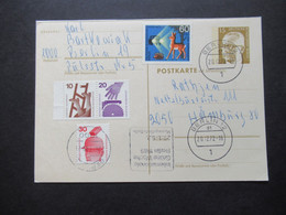 Berlin 1972 Heinemann Ganzsache Mit Antwortkarte / Frageteil Berlin - Hamburg Mit Weiteren Zusatzfrankaturen - Postales - Usados