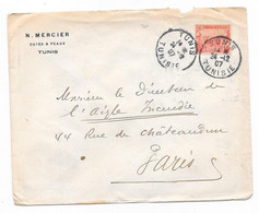 TUNIS - TUNISIE - 1907 - N. MERCIER - Cuirs & Peaux TUNIS - Briefe U. Dokumente