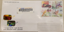 India 2018 Vulnerable Birds Issue Stamps Set Franked On EMS Speed Post ​​​​​​​Registered Cover - Cartas