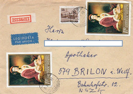 Ungarn 1967, 1968 MiNr. 2332 (2) Gemälde "Dame Mit Samtjacke" Auf Expres- Brief - Storia Postale