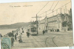 Marseille 1907; La Plage Du Prado (Tram) - Voyagé. (M.O.) - Non Classés
