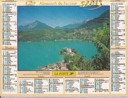 Almanach Du Facteur, Calendrier De La Poste,2001: SOMME, Lac D'Annecy, Bord De Mer Avec Voiliers, - Grand Format : 2001-...