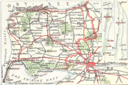 Bernsteinküste Kurische Nehrung Memel Nidden Map Um 1910 Curonian Spit Königsberg Cranz Heydekrug Pillau Preil Perwelk - Unclassified