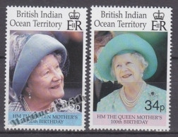 British Indian Ocean 2000 Yvert 229- 230, Centenary Of The Mother Queen Elizabeth - MNH - Britisches Territorium Im Indischen Ozean