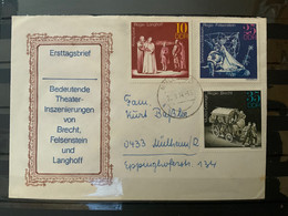 MiNr. 1850 - 1852 Deutschland Deutsche Demokratische Republik 1973, 29. Mai. Bedeutende Theaterinszenierungen.  Grünewal - 1st Day – FDC (sheets)