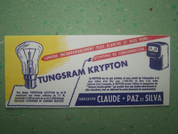BUVARD. PUBLICITE "AMPOULES TUNGSRAM KRYPTON". 100_7018TRC"a" - Electricity & Gas
