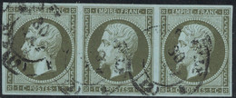 EMPIRE - N°11 BANDE DE 3 - SUPERBE MARGES - OBLITERATION CACHET A DATE MARSEILLE (12) - FAIBLE - COTE BANDE 375€ - 1853-1860 Napoleone III