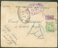 N°137-140 - 5 C. Vert Et 20c. Lilas. Obl. Sc POSTES MILITAIRES BELGIQUE 4 sur Lettre Du 8-XI-1917 Vers Genève (Suisse) + - Army: Belgium