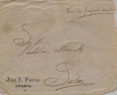 CIRCA 1900 , ASTURIAS , SOBRE COMERCIAL DE JOSÉ Y. PORTAL DE LUARCA , DIRIGIDO A SALAS , " CON UN PAQUETE MUESTRA " - Unclassified