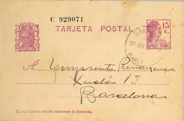 1935 BARCELONA , E.P. 69 - MATRONA 15 CTS. , CIRCULADO ENTRE SALLENT Y BARCELONA - 1931-....