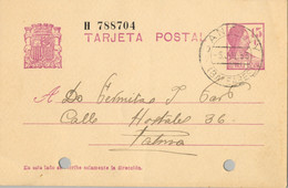 1933 BALEARES , E.P. 69 - MATRONA 15 CTS. , CIRCULADO ENTRE SANTANY Y PALMA DE MALLORCA - 1931-....