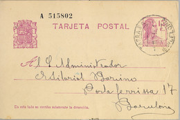 1935 BARCELONA , E.P. 69 - MATRONA 15 CTS. , CIRCULADO  ENTRE TARRASA Y BARCELONA - 1931-....