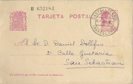 1932 BARCELONA , E.P. 69 - MATRONA 15 CTS. , CIRCULADO  ENTRE CASTELLTERSOL Y SAN SEBASTIAN - 1931-....