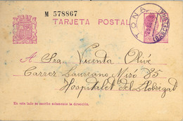 1933 BARCELONA , E.P. 69 - MATRONA 15 CTS. , CIRCULADO  ENTRE TONA Y HOSPITALET , FECHADOR AZUL - 1931-....