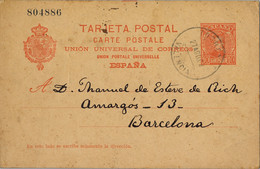 1902 VALENCIA , E.P. 42 - PELÓN , CIRCULADO ENTRE TORRENT Y BARCELONA - 1850-1931
