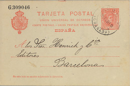 1910 GRANADA , E.P. 47 - CADETE , CIRCULADO ENTRE GUADIX Y BARCELONA - 1850-1931