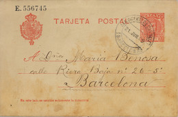1909 BARCELONA , E.P. 45 - CADETE , CIRCULADO ENTRE SAN VICENTE DE CASTELLET Y BARCELONA - 1850-1931