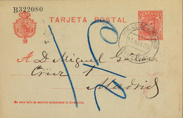 1905 HUELVA , E.P. 45 - CADETE , CIRCULADO ENTRE MINAS DE RIOTINTO Y MADRID - 1850-1931