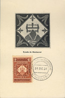 1931 , T.P. NO CIRCULADA , BARCELONA - ESCUDO DE MONTSERRAT , MONASTERIO - Cartas