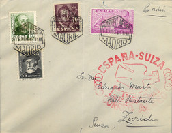 1948 MADRID , CORREO AÉREO , MADRID - ZÜRICH , ESPAÑA SUIZA - IMABA , TRÁNSITO BASILEA , LLEGADA - Storia Postale