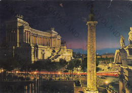 CARTOLINA  ROMA,LAZIO,ALTARE DELLA PATRIA-COLONNA TRAIANA-NOTTURNO,STORIA,MEMORIA,CULTURA,RELIGIONE,VIAGGIATA 1971 - Altare Della Patria