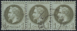 EMPIRE - N°25 - BANDE DE 3 - OBLITERATION CACHET A DATE - COTE  85€. - 1863-1870 Napoléon III. Laure