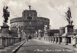 CARTOLINA  ROMA,LAZIO,PONTE E CASTEL S.ANGELO,STORIA,CULTURA,MEMORIA,RELIGIONE,BELLA ITALIA,IMPERO ROMANO,VIAGGIATA 1955 - Bridges