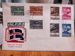 Iceland Island Cover First Day Of Issue 1948 Hekla Volcano 7 Stamp - Briefe U. Dokumente