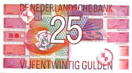 NETHERLANDS 25 GULDEN RED ABSTRACK  FRONT&MOTIF BACK 05-04-1989 P100 VF READ DESCRIPTION!! - 25 Gulden