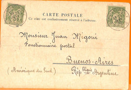 99889 - French Levant TURKEY  - POSTAL HISTORY: POSTCARD To  ARGENTINA 1900 - Covers & Documents