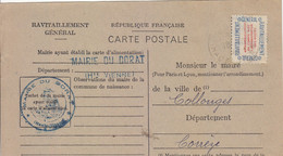 LE DORAT :  T.RARE CARTE DE RAVITAILLEMENT .GUERRE 39/45. AVEC TIMBRE SPECIAL .1946. BON ETAT - Le Dorat
