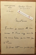 ● L.A.S Gaston Le PROVOST De LAUNAY - à Louise Fould - Conseil Municipal De Paris - Né à La Rochelle - Lettre Autographe - Politiques & Militaires