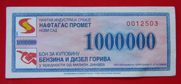 X1- 1 000 000 Dinara NIS Serbia-One Million Dinars,Circulated Coupon,Bon,Voucher For Petrol,Gasoline,Benzine,Diesel Fuel - Serbien