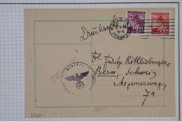 BC14 MORAVIA  OCC GERMANY   BELLE  CARTE  RR 1943 PRAGUE POUR BERNE SUISSE +AFFRANCH. INTERESSANT - Altri & Non Classificati