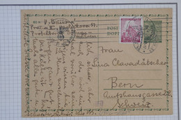 BC14 MORAVIA  OCC GERMANY   BELLE  CARTE ENTIER  RR 1940 PRAGUE A BERN SUISSE +A VOIR +AFFRANCH. INTERESSANT - Occupation 1938-45
