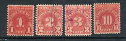 U. S. A.  Postage Due Timbres Taxe Lot De 4 Différents - Franqueo