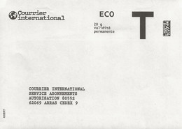 Lettre T, Courrier International, Eco 20gr - Cartas/Sobre De Respuesta T