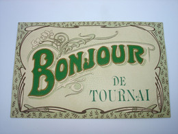 RARE CPA FANTAISIE - TOURNAI - BONJOUR DE ... ( 1907 - CARTE VELOURS ) - Tournai