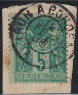 SAGE - N°75 - OBLITERATION - AMBULANT - IRUN A BORDEAUX 1er A - 12 FEVRIER 1896 - FRAGMENT DE LETTRE. - 1876-1898 Sage (Tipo II)