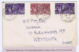 Ireland 1948 Tone/Rebellion 3d+2½d+3d On Plain First Day Cover, Mountmellick Cds MOINTEACH MILIC 19 XI 48 - FDC