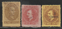SARAWAK - N°1+7+27 Nsg/obl (1869/99) - Autres & Non Classés