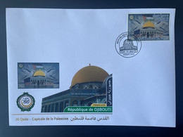 Djibouti Dschibuti 2021 IMPERF ND Mi. ? FDC 1er Jour Gold Doré 1000FD Joint Issue Al Qods Quds Capitale Palestine - Gezamelijke Uitgaven