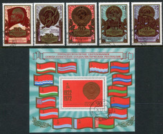 SOVIET UNION 1972 50th Anniversary Of The USSR Used.  Michel 4053-57 +  Block 79 - Used Stamps