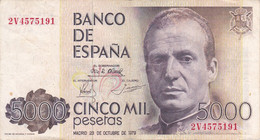 BILLETE DE ESPAÑA DE 5000 PTAS DEL AÑO 1970 DE JUAN CARLOS SERIE 2V (BANKNOTE) - [ 4] 1975-… : Juan Carlos I