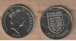 ALDERNEY  5 Pounds - Elizabeth II (English Footbal Team) 2004   Copper-nickel • 28.28 G • ⌀ 38.61 Mm    OPN-22 - Channel Islands