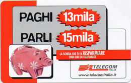 Scheda Telefonica TELECOM ITALIA "OFFERTISSIMA 13x15" - Catalogo Golden Lira Nr. 1294, Usata - MAIALE - Non Classificati