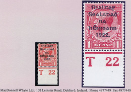 Ireland 1922 Thom Rialtas 5-line Overprint On 1d, "pale Dull Blue-black Ovpt" (so-called "dull Black) Control T22 Perf M - Used Stamps