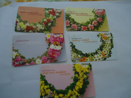 THAILAND  USED CARDS SET 5 FLOWERS - Blumen